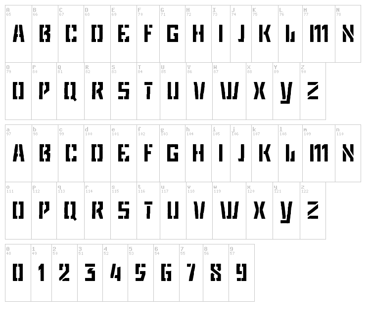 Game Plan font map